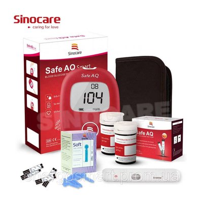 Набір Sinocare Глюкометр Safe AQ Smart + 25 тест-смужок, ланцетний пристрій і 25 ланцетів 64aa1a-7023 фото