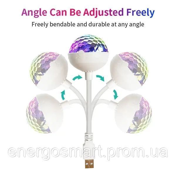 Energolux QR-223 LED 12 режимів, RGB, диско-куля USB для дома та авто, cвітломузика з пультом, лазерний диско проектор 360&deg; з QR-223 фото