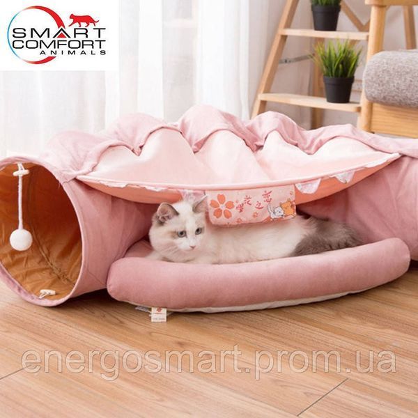 Будиночок для кота Smart Comfort Animals GX-77 рожевий ігровий комплекс Будиночок для кішки з секретним тунелем і спальним місцем GX-77 розовый фото