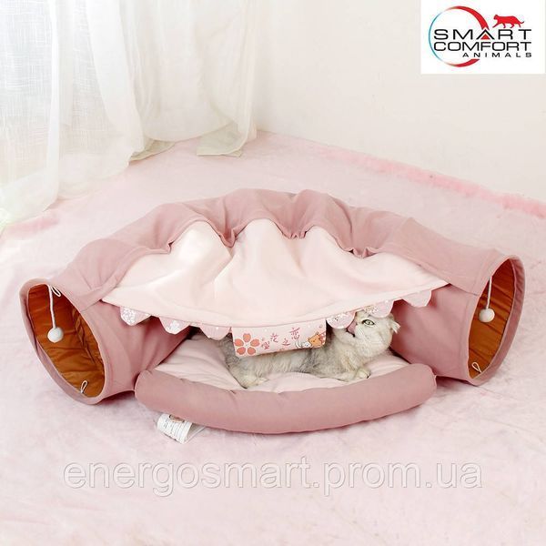 Будиночок для кота Smart Comfort Animals GX-77 рожевий ігровий комплекс Будиночок для кішки з секретним тунелем і спальним місцем GX-77 розовый фото