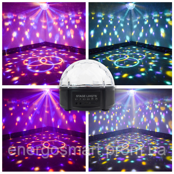 Energolux QR-115 12 кольоровий, стерео LED RGB, Bluetooth диско-куля, cвітломузика з пультом, лазерний диско проектор 360&deg; з QR-115 фото