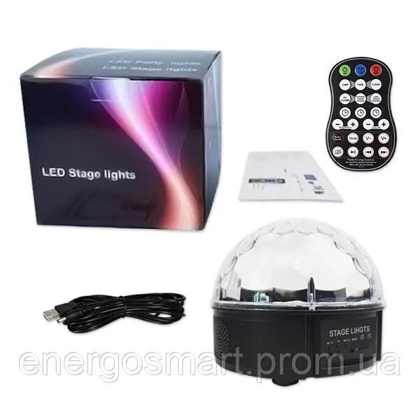 Energolux QR-115 12 кольоровий, стерео LED RGB, Bluetooth диско-куля, cвітломузика з пультом, лазерний диско проектор 360&deg; з QR-115 фото