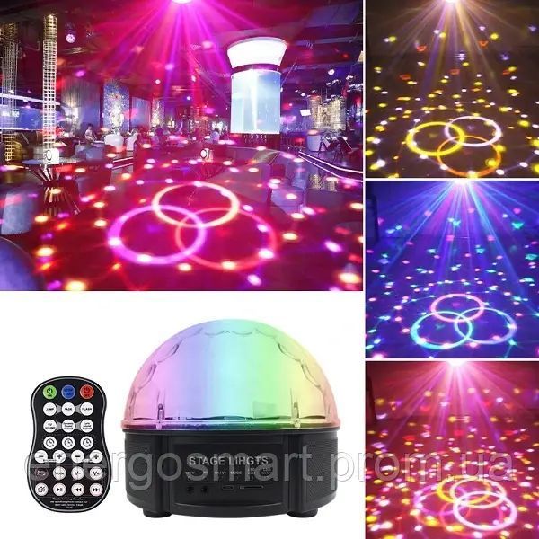 Energolux QR-115 12 кольоровий, стерео LED RGB, Bluetooth диско-куля, cвітломузика з пультом, лазерний диско проектор 360&deg; з QR-115 фото