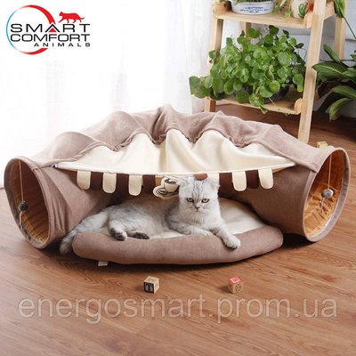 Будиночок для кота Smart Comfort Animals GX-77 кавовий ігровий комплекс Будиночок для кішки з секретним тунелем і спальним місцем GX-77 кофейный фото