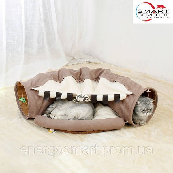 Будиночок для кота Smart Comfort Animals GX-77 кавовий ігровий комплекс Будиночок для кішки з секретним тунелем і спальним місцем GX-77 кофейный фото