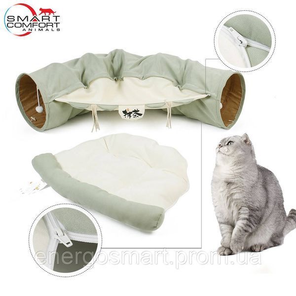 Будиночок для кота Smart Comfort Animals GX-77 оливковий ігровий комплекс Будиночок для кішки з секретним тунелем і спальним GX-77 оливковый фото