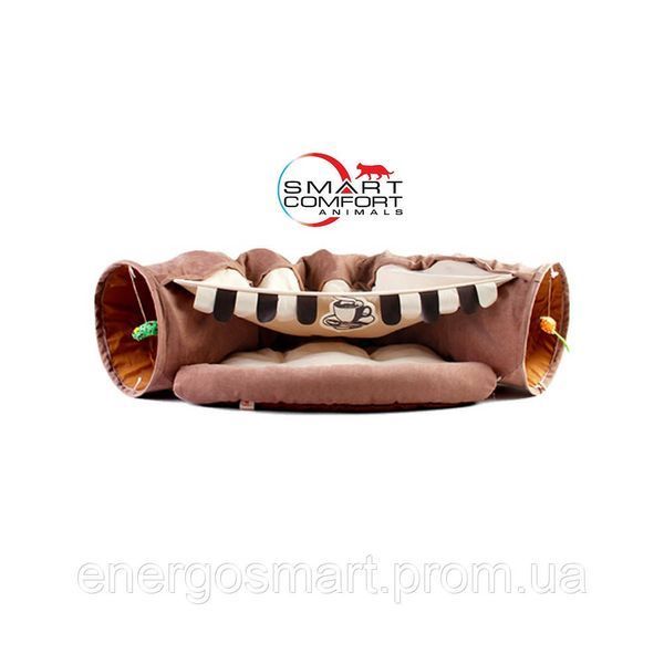 Будиночок для кота Smart Comfort Animals GX-77 кавовий ігровий комплекс Будиночок для кішки з секретним тунелем і спальним місцем GX-77 кофейный фото