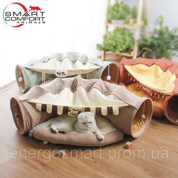 Будиночок для кота Smart Comfort Animals GX-77 кавовий ігровий комплекс Будиночок для кішки з секретним тунелем і спальним місцем GX-77 кофейный фото