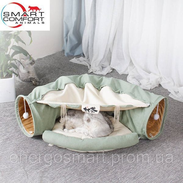 Будиночок для кота Smart Comfort Animals GX-77 оливковий ігровий комплекс Будиночок для кішки з секретним тунелем і спальним GX-77 оливковый фото