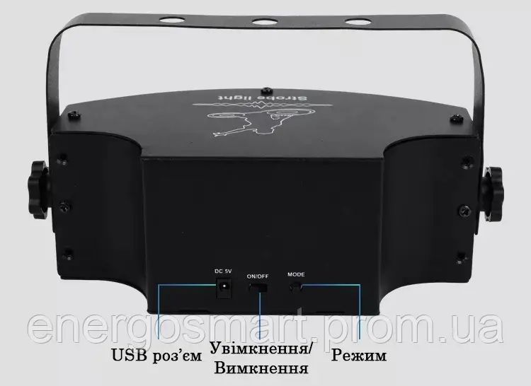 Світлодіодна лампа зі звуковою активацією, сценічне освітлення, стробоскоп з контролем швидкості, 45 променів 64aa1a-7099 фото
