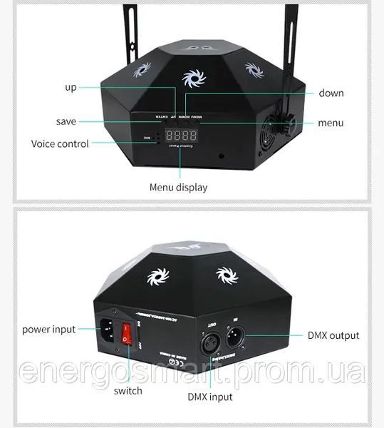Energolux DJ-511 cвітломузика з пультом, лазерний диско проектор 360&deg; з 8-ми променевим рухливим ефектом RGB, активація під ритм DJ-511 фото