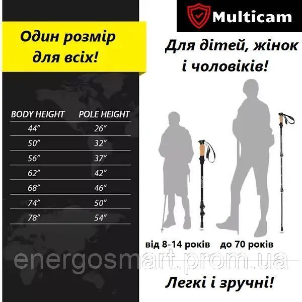 Трекінгові палиці для скандинавської ходьби Multicam DriveX туристичні трекенгові палиці, спортивні, хайкінгу, для походу в гори, DriveX фото