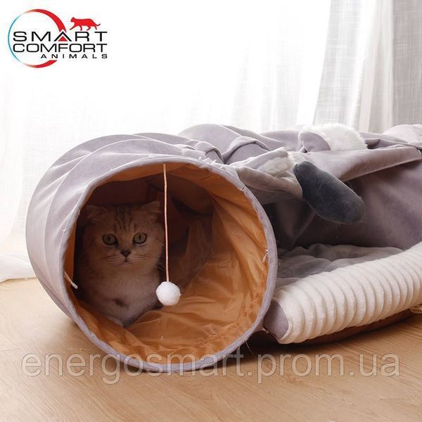 Будиночок для кота Smart Comfort Animals GX-93 сірий ігровий комплекс Будиночок для кішки з секретним тунелем і спальним місцем GX-93 серый фото