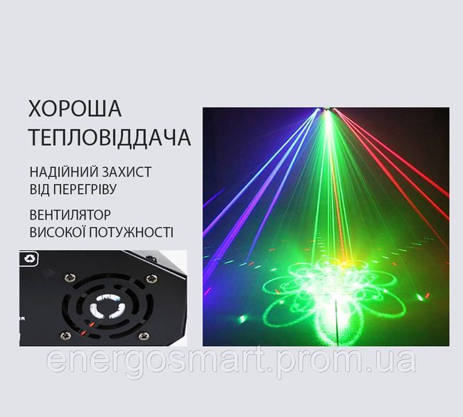 Лазерний проектор 3 в 1, світловий LED прилад, світломузика LED RGB з функцією Voice Control 64aa1a-7036 фото