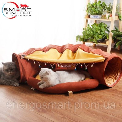 Будиночок для кота Smart Comfort Animals GX-77 коричневий ігровий комплекс Будиночок для кішки з секретним тунелем і спальним GX-77 коричневый фото