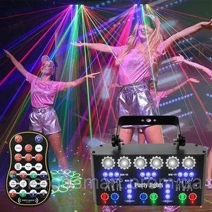 Energolux DJ-532 LED, 27 об&rsquo;єктивів, повноцінна RGBWP,ультрафіолет, стробоскоп, cвітломузика з пультом, лазерний диско проектор DJ-532 фото