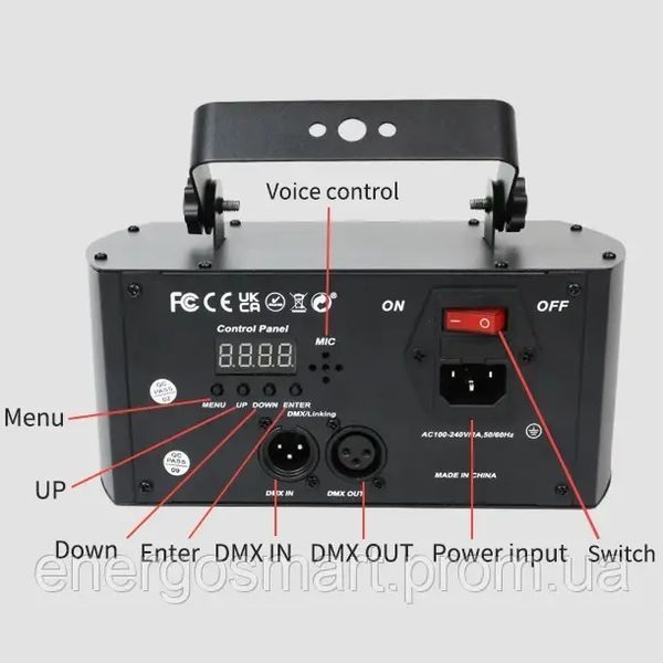 Energolux DJ-532 LED, 27 об&rsquo;єктивів, повноцінна RGBWP,ультрафіолет, стробоскоп, cвітломузика з пультом, лазерний диско проектор DJ-532 фото