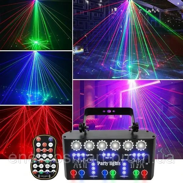 Energolux DJ-532 LED, 27 об&rsquo;єктивів, повноцінна RGBWP,ультрафіолет, стробоскоп, cвітломузика з пультом, лазерний диско проектор DJ-532 фото