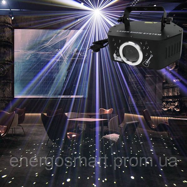 Energolux DJ-536 LED, біле сяєво, стробоскоп, cвітломузика з пультом, лазерний диско проектор 360&deg; з рухливим ефектом, активація DJ-536 фото