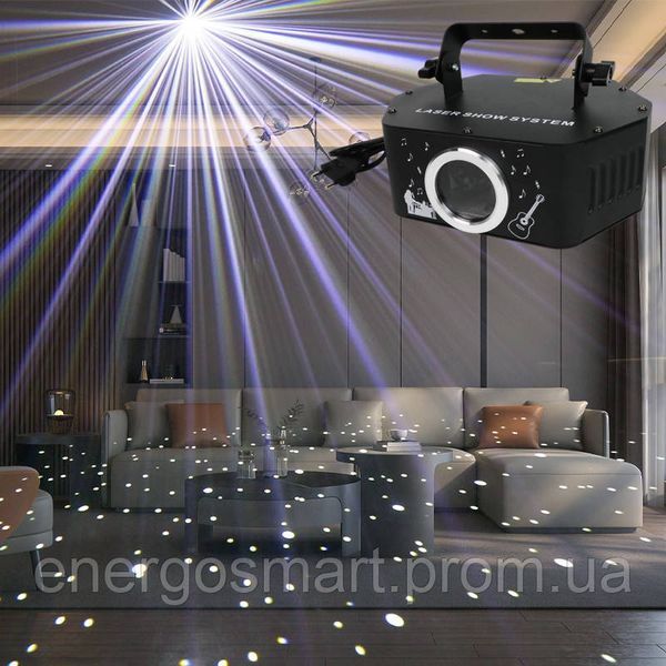 Energolux DJ-536 LED, біле сяєво, стробоскоп, cвітломузика з пультом, лазерний диско проектор 360&deg; з рухливим ефектом, активація DJ-536 фото