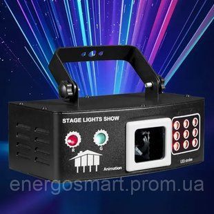 Energolux DJ-537 LED, 4v1, повноцінна RGB, стробоскоп, УФ ефекти, cвітломузика з пультом, лазерний диско проектор 360&deg; з рухливим DJ-537 фото