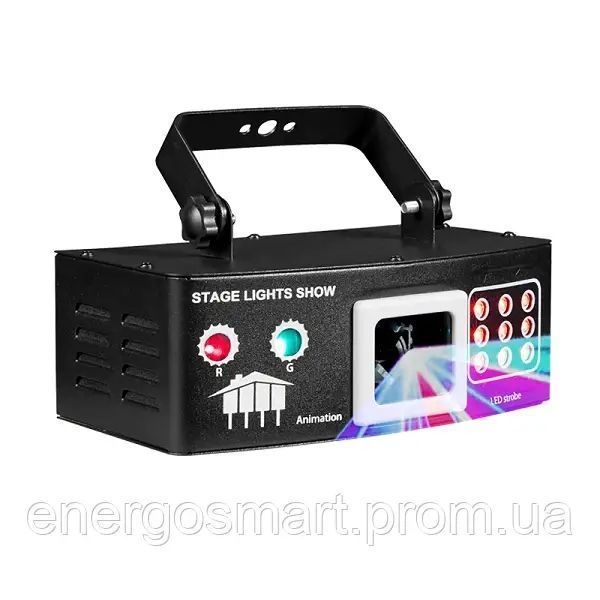 Energolux DJ-537 LED, 4v1, повноцінна RGB, стробоскоп, УФ ефекти, cвітломузика з пультом, лазерний диско проектор 360&deg; з рухливим ефектом, активація під ритм музики, DMX512 DJ-537 фото