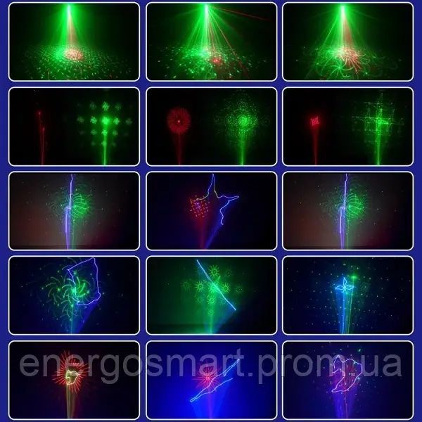 Energolux DJ-537 LED, 4v1, повноцінна RGB, стробоскоп, УФ ефекти, cвітломузика з пультом, лазерний диско проектор 360&deg; з рухливим DJ-537 фото