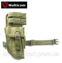 Тактична кобура на ногу Multicam KS-10 з кількома кишенями та відділеннями, колір олива Multicam KS-10 oliva фото