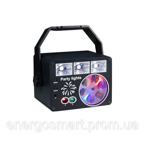 Energolux QR-432 LED+Laser, 3v1, RGB, стробоскоп, cвітломузика з пультом, лазерний диско проектор 360&deg; з рухливим ефектом, QR-432 фото