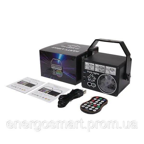 Energolux QR-432 LED+Laser, 3v1, RGB, стробоскоп, cвітломузика з пультом, лазерний диско проектор 360&deg; з рухливим ефектом, QR-432 фото