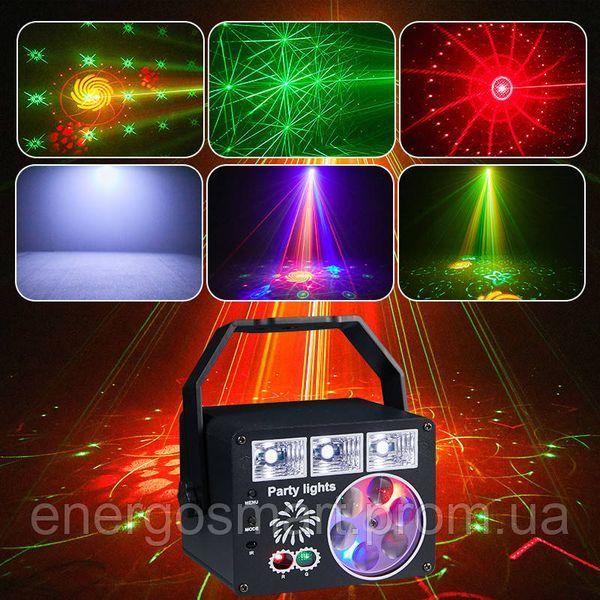 Energolux QR-432 LED+Laser, 3v1, RGB, стробоскоп, cвітломузика з пультом, лазерний диско проектор 360&deg; з рухливим ефектом, QR-432 фото