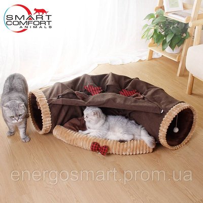 Будиночок для кота Smart Comfort Animals GX-93 коричневий ігровий комплекс Будиночок для кішки з секретним тунелем і спальним GX-93 коричневый фото