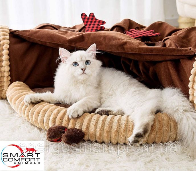 Будиночок для кота Smart Comfort Animals GX-93 коричневий ігровий комплекс Будиночок для кішки з секретним тунелем і спальним GX-93 коричневый фото