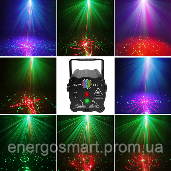 Energolux QR-410 LED+Laser, 90 ефектів, RGB, cвітломузика з пультом, лазерний диско проектор 360&deg; з рухливим ефектом, активація QR-410 фото