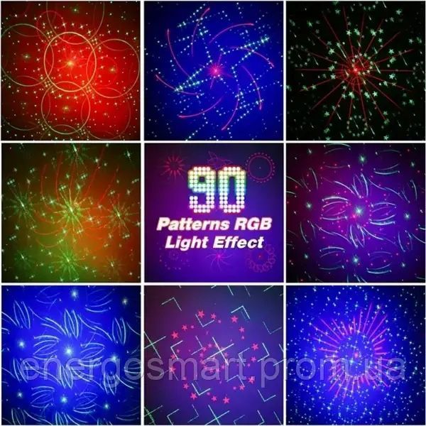 Energolux QR-410 LED+Laser, 90 ефектів, RGB, cвітломузика з пультом, лазерний диско проектор 360&deg; з рухливим ефектом, активація QR-410 фото