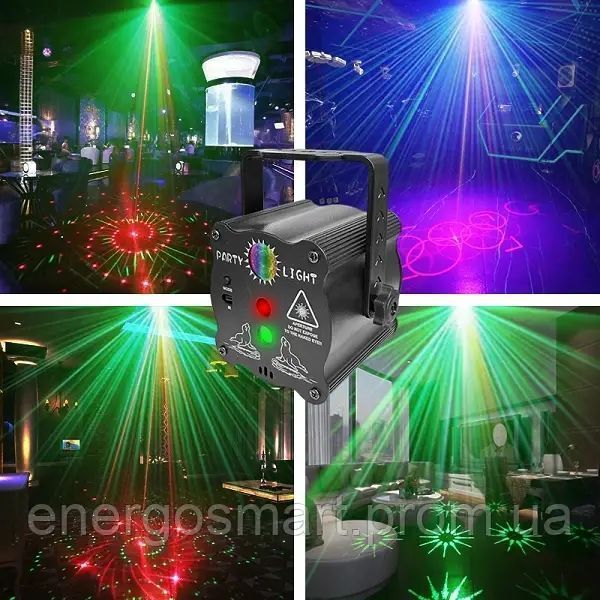 Energolux QR-410 LED+Laser, 90 ефектів, RGB, cвітломузика з пультом, лазерний диско проектор 360&deg; з рухливим ефектом, активація QR-410 фото