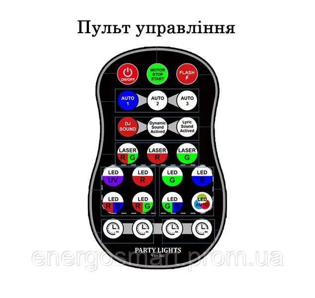 LED диско лазерний проектор, стробоскоп, 120 різних ефектів візерунка, 8 отворів, для ді-джеїв, барів, клубів, вечірок 64aa1a-7098 фото