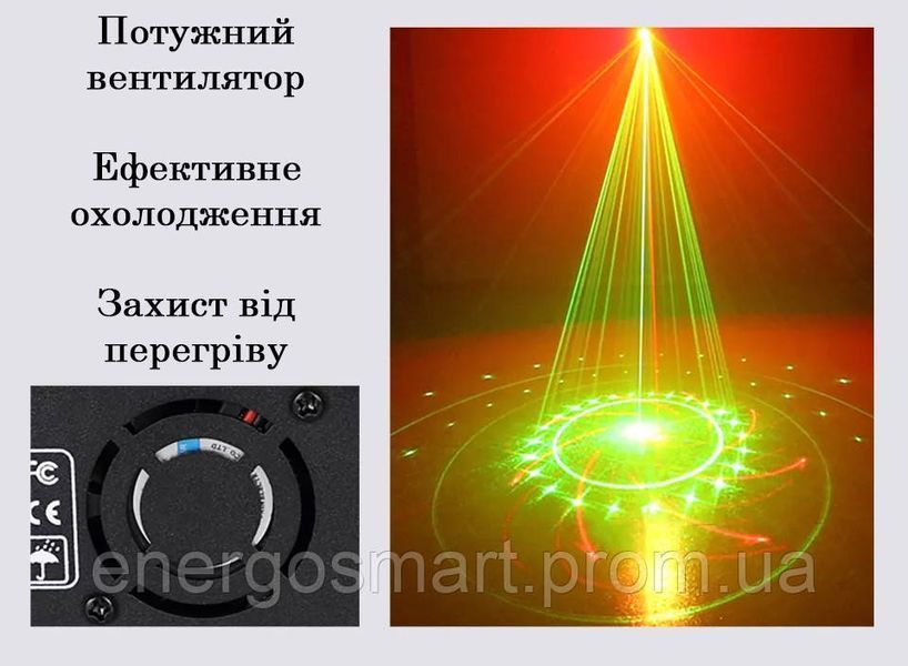 LED диско лазерний проектор, стробоскоп, 120 різних ефектів візерунка, 8 отворів, для ді-джеїв, барів, клубів, вечірок 64aa1a-7098 фото