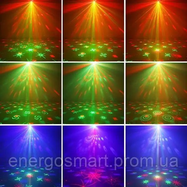 Energolux QR-425 LED RGB+Laser RG, з акумулятором 4000 мАг, cвітломузика з пультом, лазерний диско проектор 360&deg; з рухливим QR-425 фото