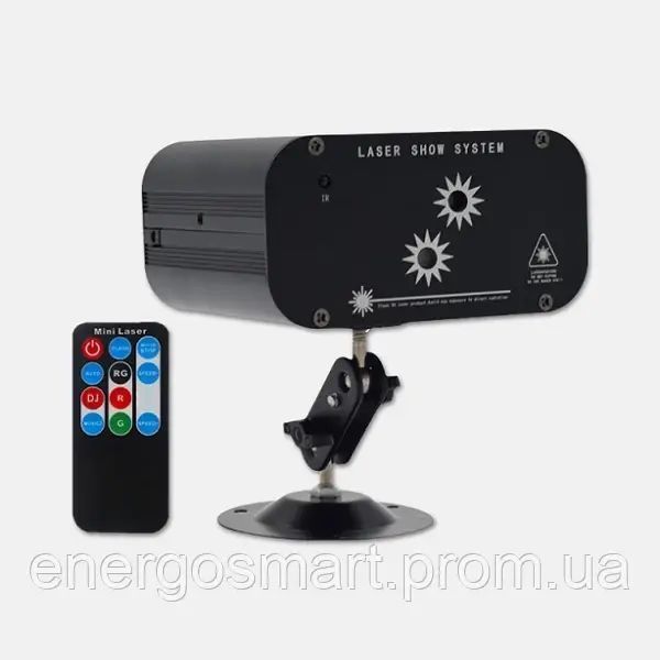 Energolux QR-405 LED 2 обьектива,48 візерунків, ефект спалаху, cвітломузика з пультом, лазерний диско проектор 360&deg; з рухливим QR-405 фото