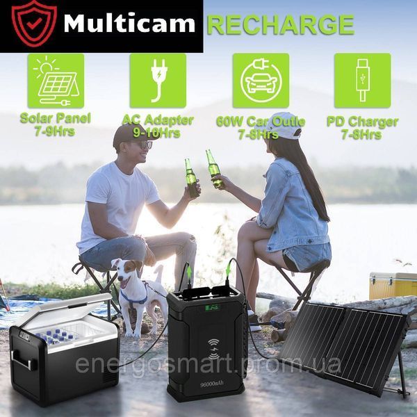 Multicam Power Bank RX-96 GP50 павербанк LiFePO4 для ноутбуків, квадрокоптерів, PD 60Вт на 96000 mAh можливість зарядки від RX-96 фото
