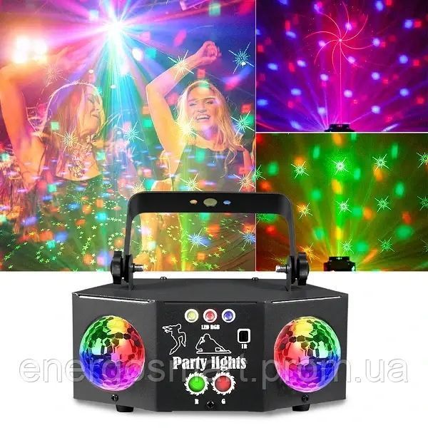 Energolux DJ-534 LED, 7 об&rsquo;єктивів, RGB, стробоскоп, cвітломузика з пультом, лазерний диско проектор 360&deg; з рухливим ефектом, DJ-534 фото