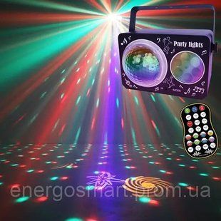 Energolux QR-436 LED 2v1 чарівна куля та великі візерункі, ефект спалаху, cвітломузика з пультом, лазерний диско проектор 360&deg; з QR-436 фото