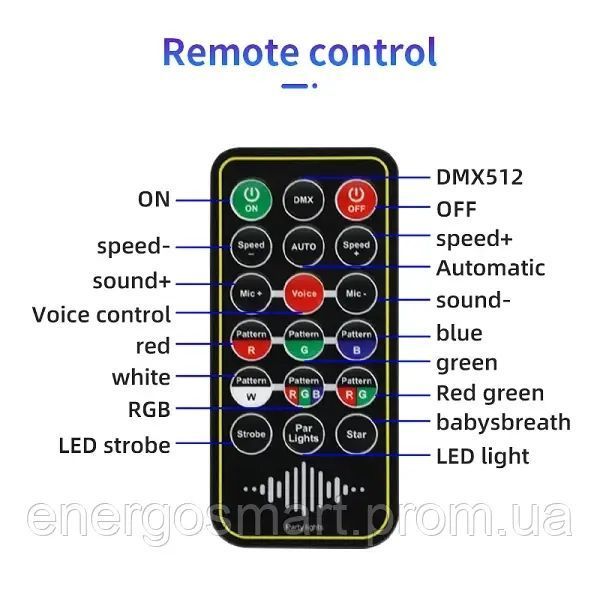 Energolux DJ-599 LED, 7v1, повноцінна RGBW, стробоскоп, cвітломузика з пультом, лазерний диско проектор 360&deg; з рухливим ефектом, DJ-599 фото