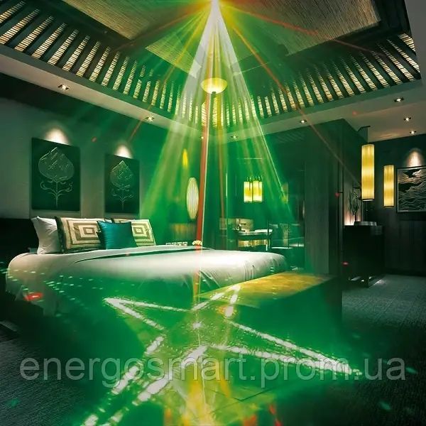 Energolux QR-409 LED 8 об&rsquo;єктивів,128 візерунків, ефект спалаху, cвітломузика з пультом, лазерний диско проектор 360&deg; з рухливим QR-409 фото