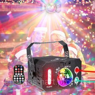 Energolux QR-431 LED,7 об&rsquo;єктивів, диско-куля RGB, ефект UV, cвітломузика з пультом, лазерний диско проектор 360&deg; з рухливим QR-431 фото
