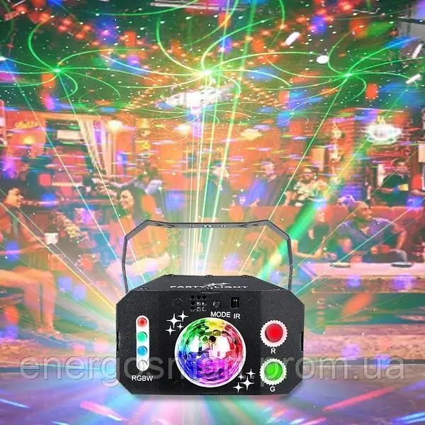 Energolux QR-431 LED,7 об&rsquo;єктивів, диско-куля RGB, ефект UV, cвітломузика з пультом, лазерний диско проектор 360&deg; з рухливим QR-431 фото