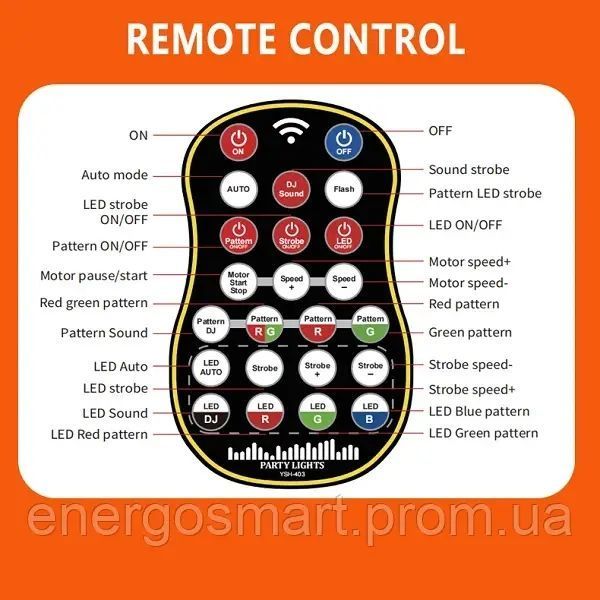 Energolux QR-431 LED,7 об&rsquo;єктивів, диско-куля RGB, ефект UV, cвітломузика з пультом, лазерний диско проектор 360&deg; з рухливим QR-431 фото