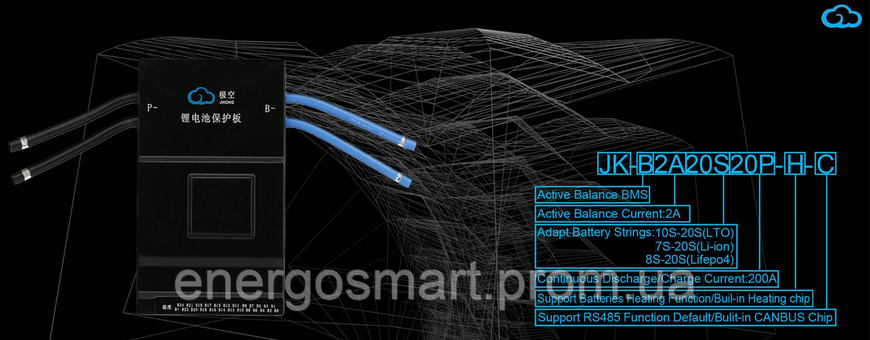 БМС JK-B2A24S15P 150A JiKong Smart BMS 150A 8S-24S Lifepo4 Li-ion LTO, БМС з активним балансуванням 2А струм 150А JK-B2A24S15P 150A фото