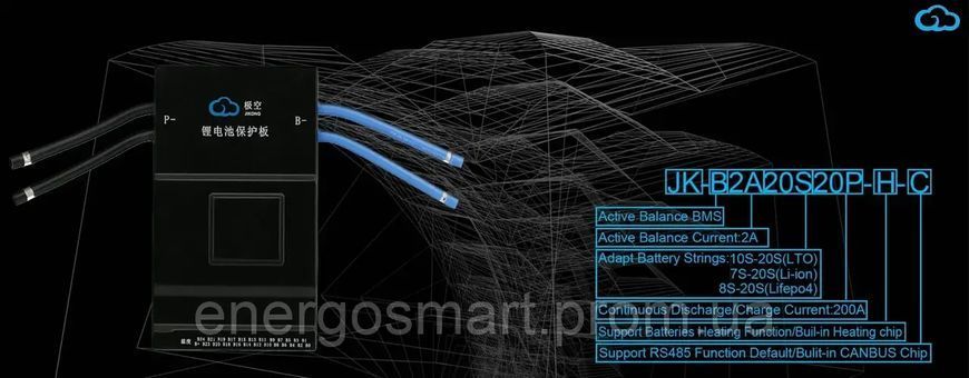 БМС JK-B2A24S15P 150A JiKong Smart BMS 150A 8S-24S Lifepo4 Li-ion LTO, БМС з активним балансуванням 2А струм 150А JK-B2A24S15P 150A фото